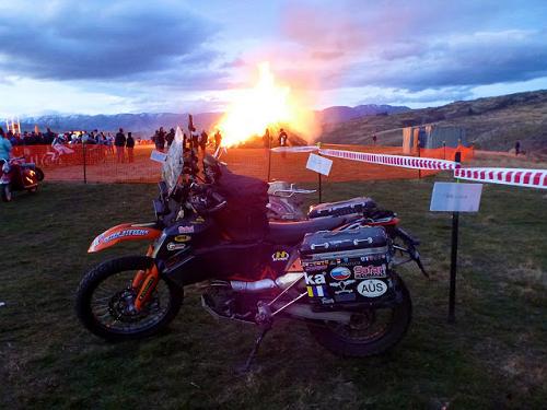 Bonfire at Brass Monkey Rally, New Zealand.